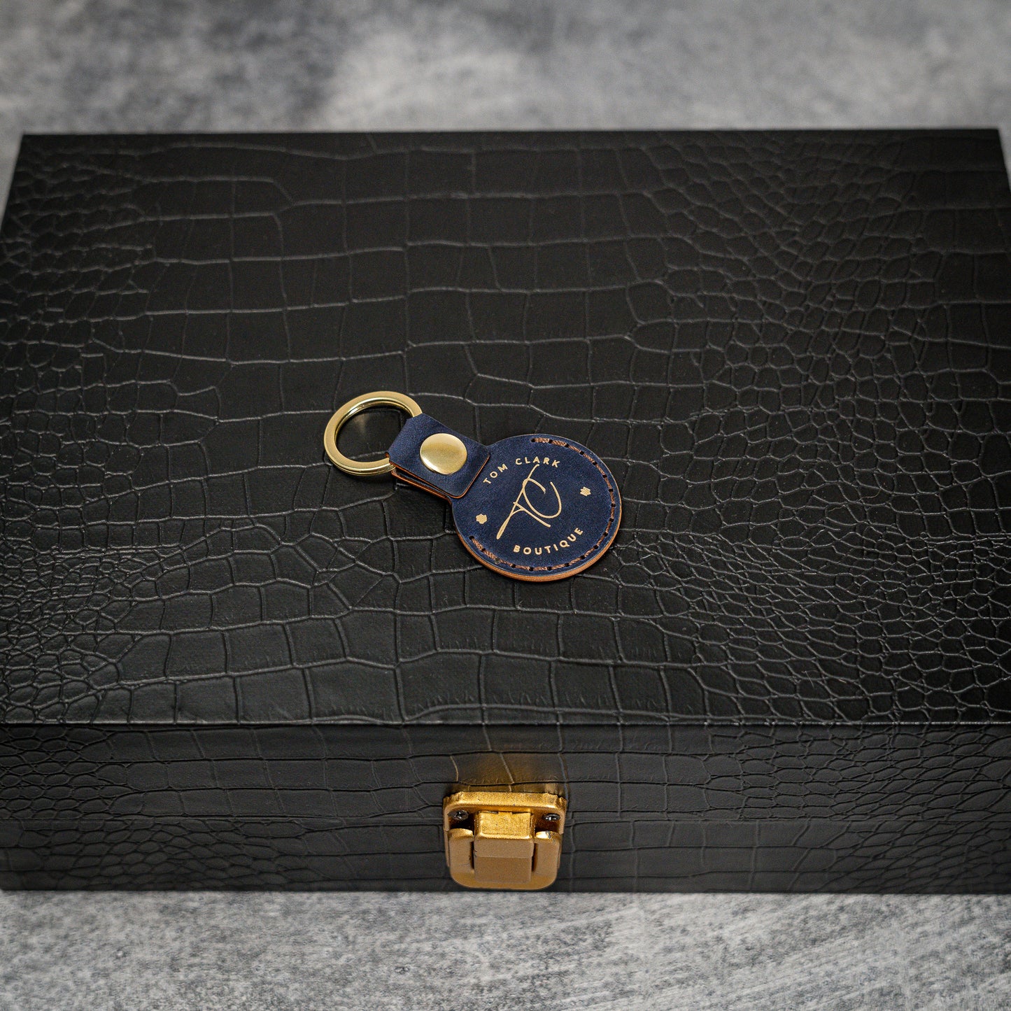 Handmade Air Tag Case in Blue Shell Cordovan leather