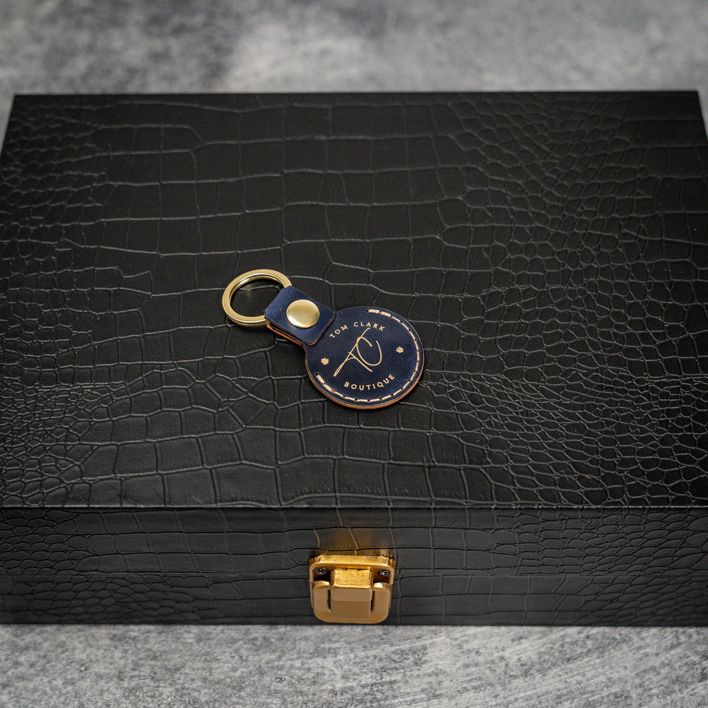 Handmade Air Tag Case in Blue Shell Cordovan leather