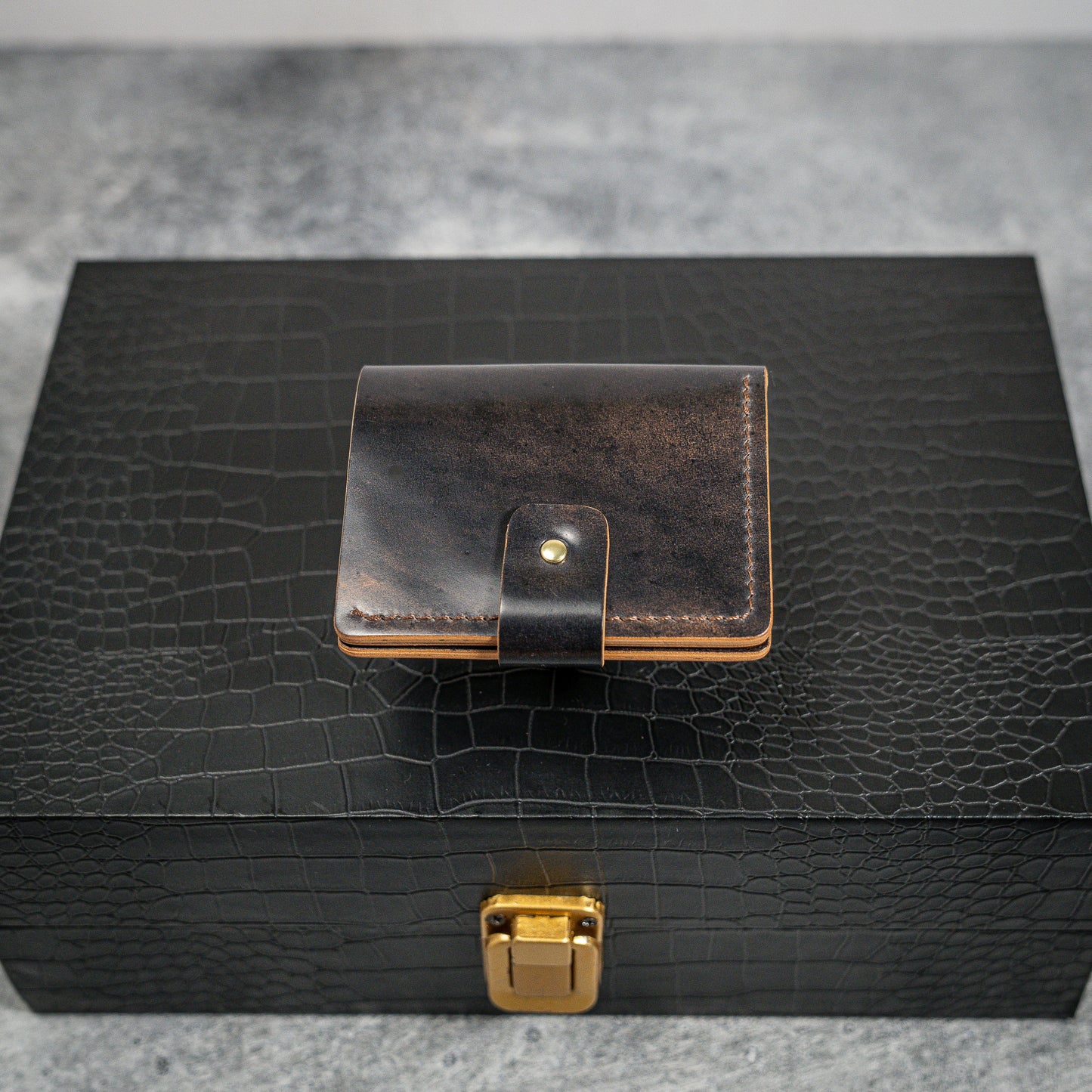 Chicago Wallet in Black Marbled Shell Cordovan