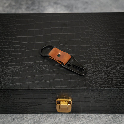 Exquisite Handmade Horween Shell Cordovan Keychain with Matte Black Finish (Multiple colors)