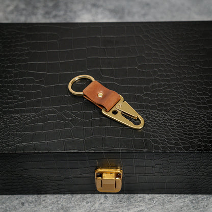 Exquisite Handmade Horween Shell Cordovan Keychain with Natural Brass Finish (Multiple colors)