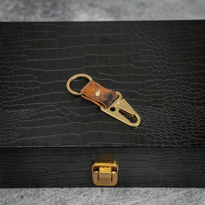 Exquisite Handmade Rocado Shell Cordovan Keychain with Natural Brass Finish (Multiple colors)