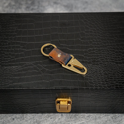 Exquisite Handmade Rocado Shell Cordovan Keychain with Natural Brass Finish (Multiple colors)