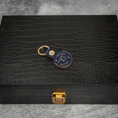 Handmade Air Tag Case in Blue Shell Cordovan leather