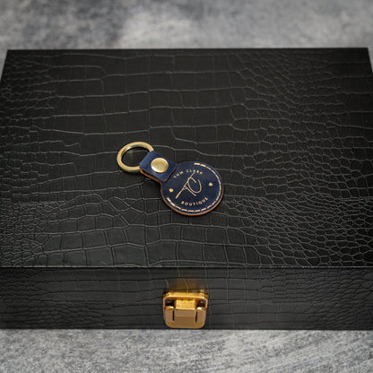 Handmade Air Tag Case in Blue Shell Cordovan leather