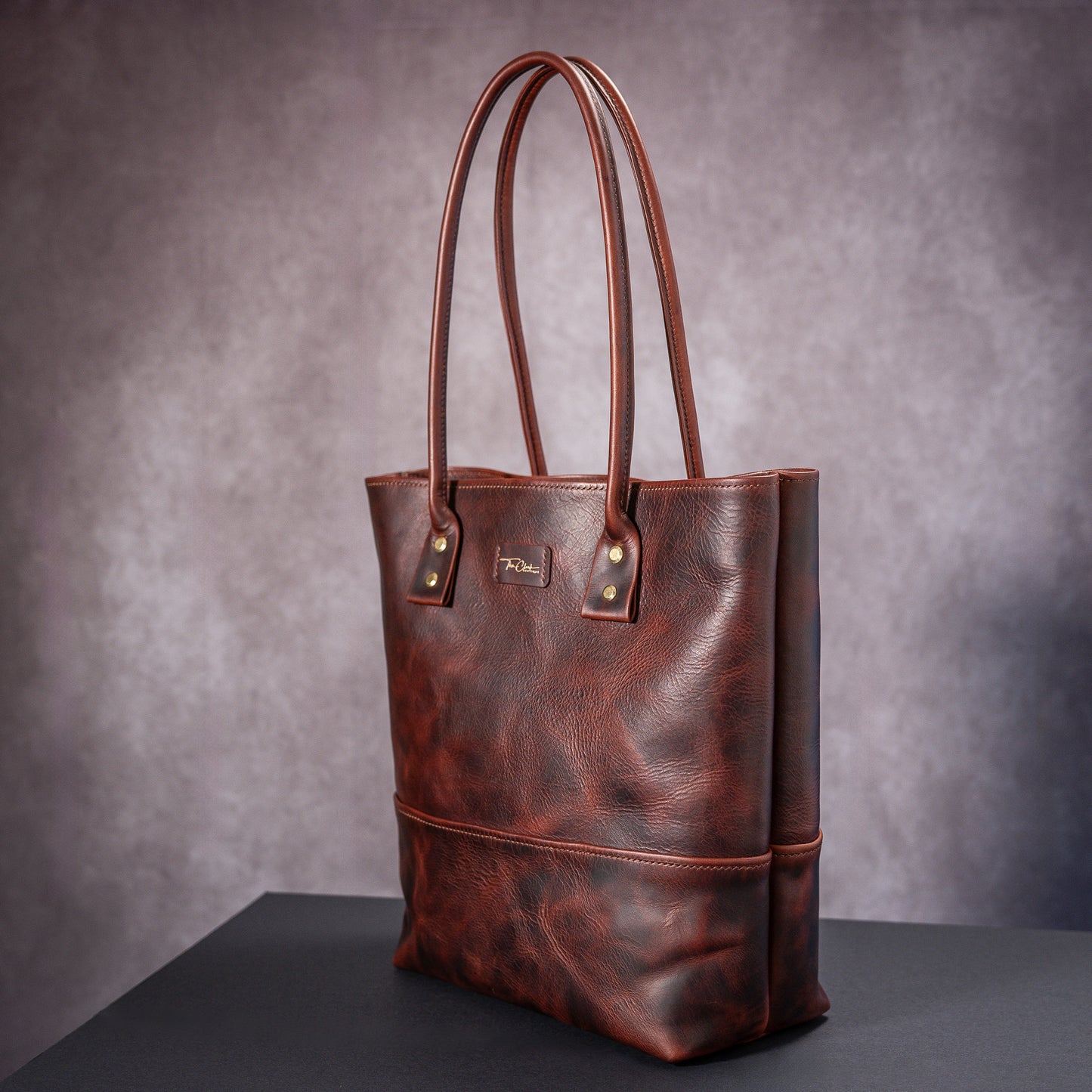 Timeless Sophistication: Handmade Tote Bag in Badalassi Carlo Tobacco Waxy Leather