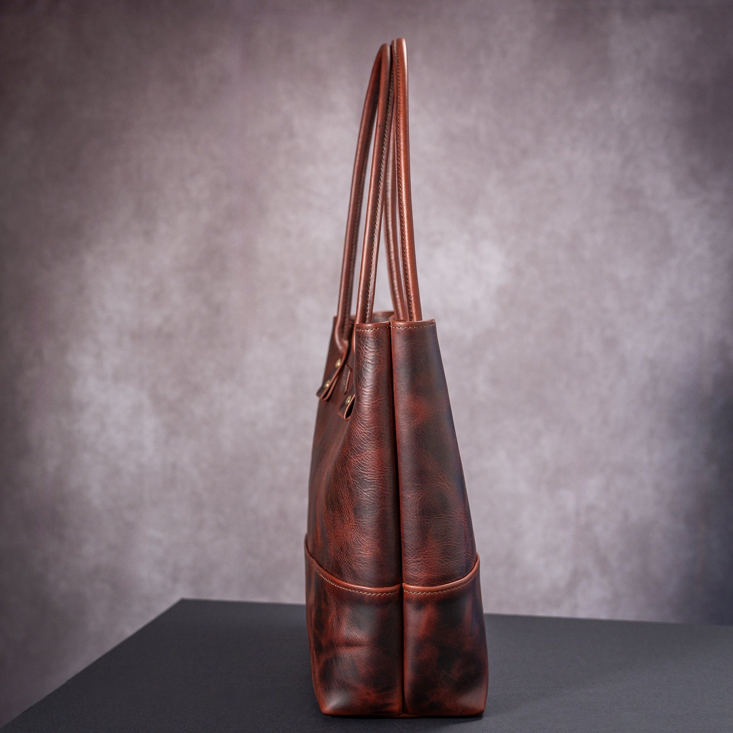 Timeless Sophistication: Handmade Tote Bag in Badalassi Carlo Tobacco Waxy Leather