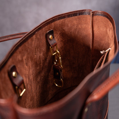 Timeless Sophistication: Handmade Tote Bag in Badalassi Carlo Tobacco Waxy Leather