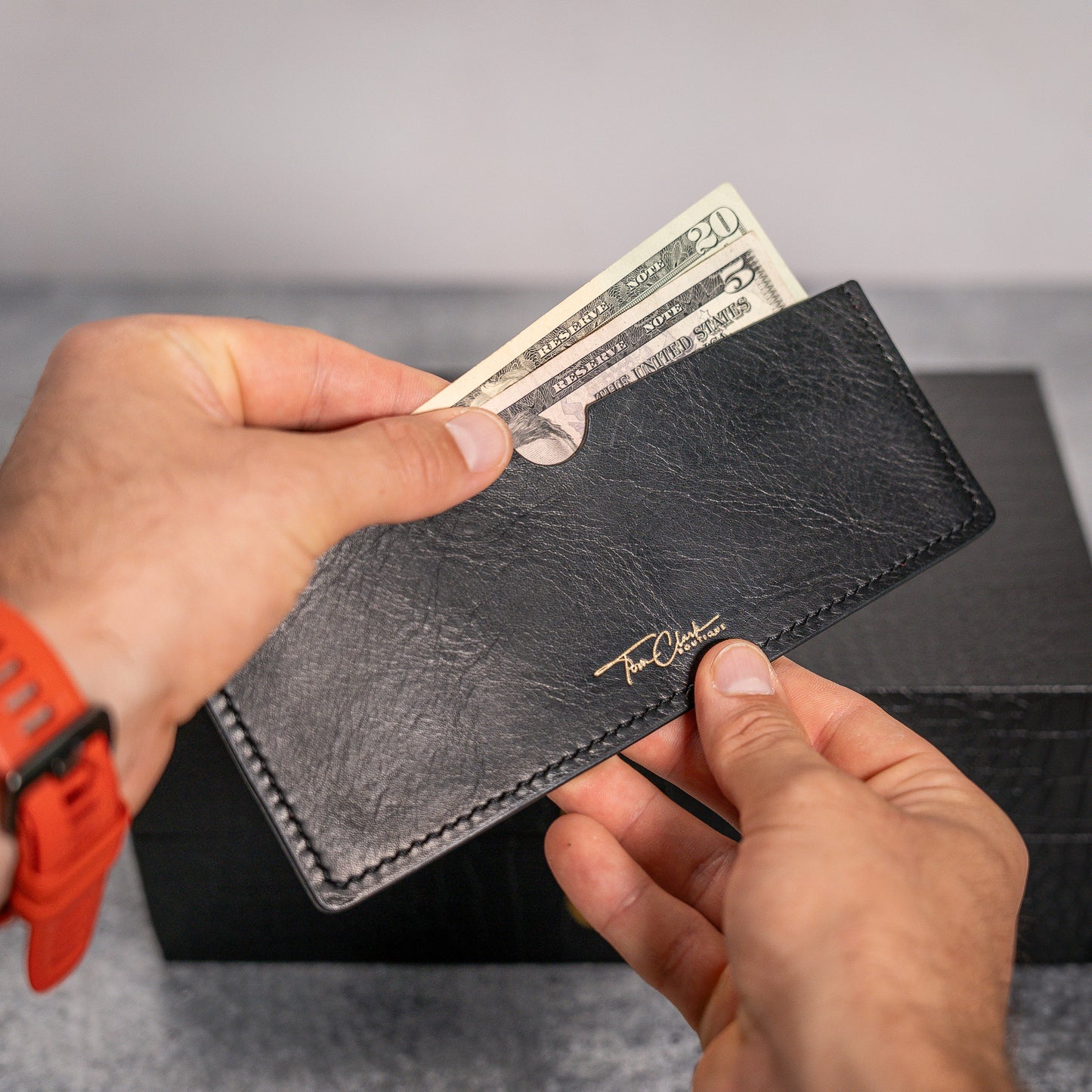 Cash Envelope in Waxy Black color