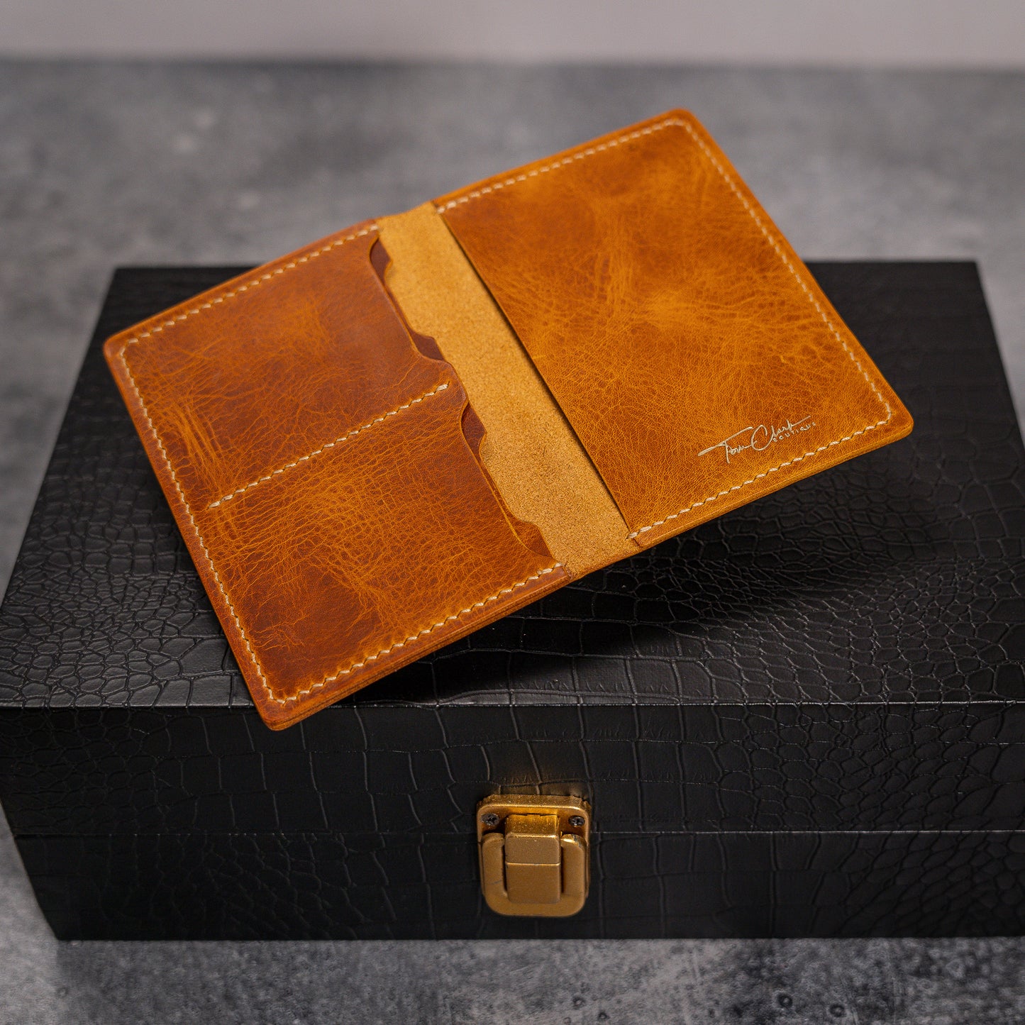 Charming Adventurer: Handmade Full Grain Leather Travel Wallet Natural Waxy