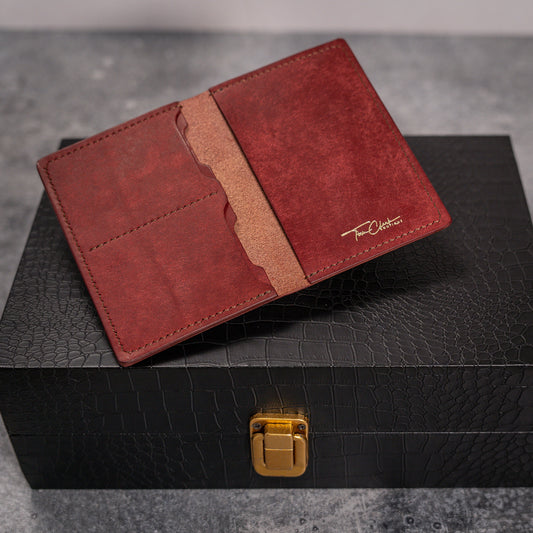 Rustic Explorer: Handmade Full Grain Leather Travel Wallet Bordeaux Pueblo