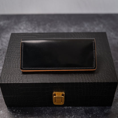 Toronto Long Wallet: Hand-Stitched in Classic Black Rocado Shell Cordovan, Extra Roomy