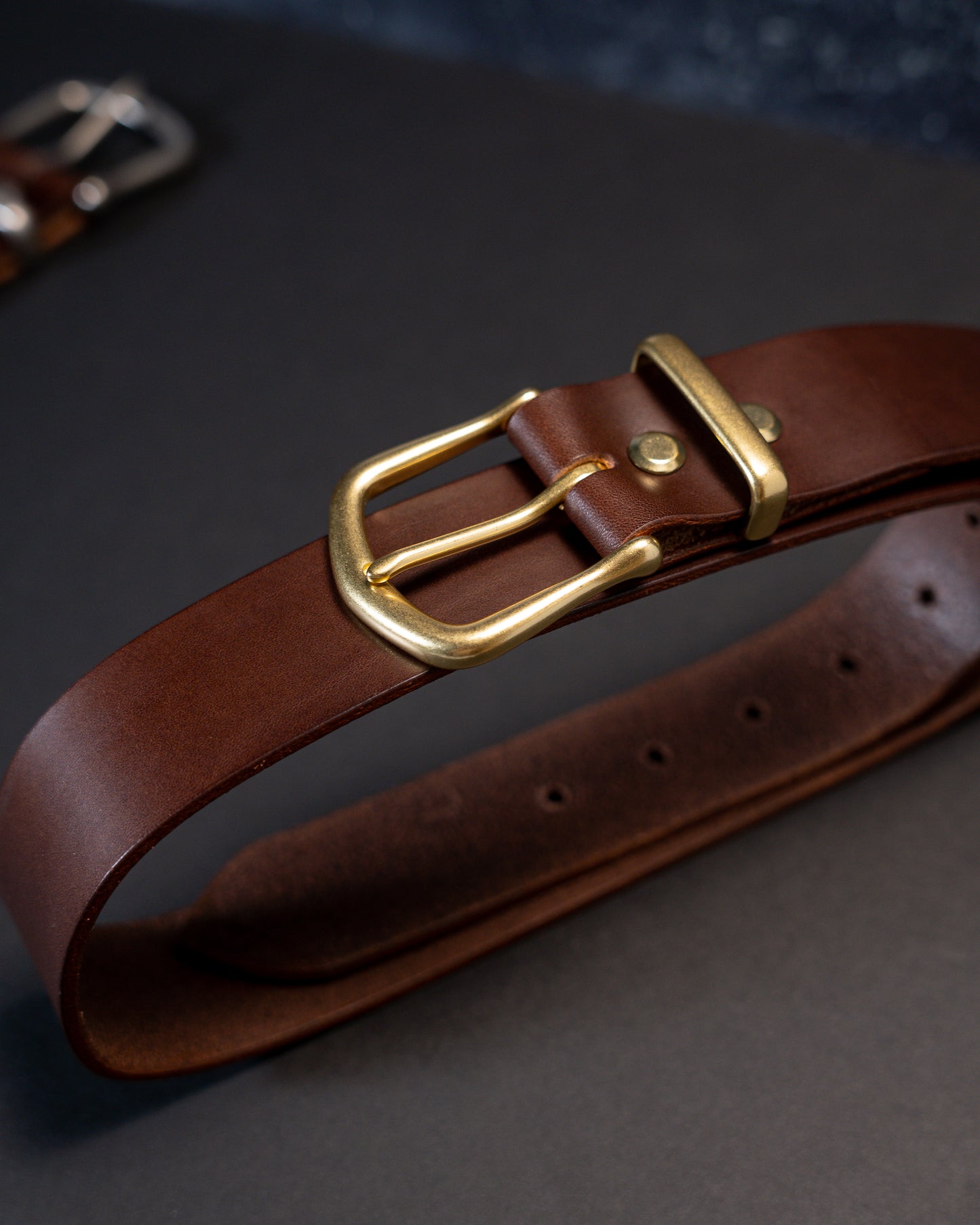 Refined Artistry: Handcrafted Full Grain Leather Dark Brown Belts