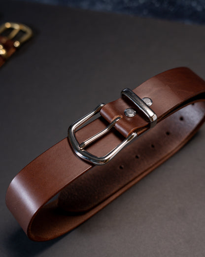 Refined Artistry: Handcrafted Full Grain Leather Dark Brown Belts