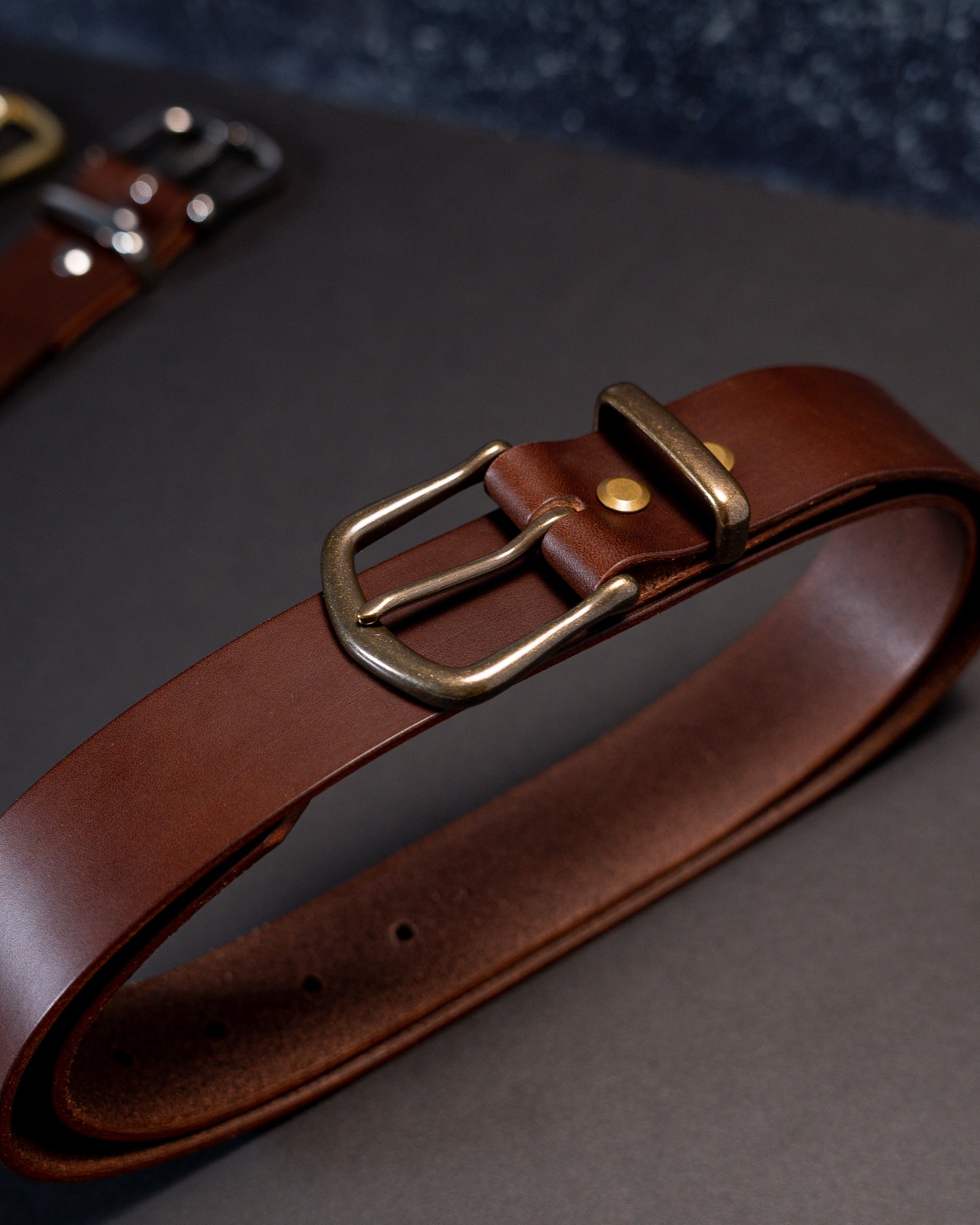 Refined Artistry: Handcrafted Full Grain Leather Dark Brown Belts