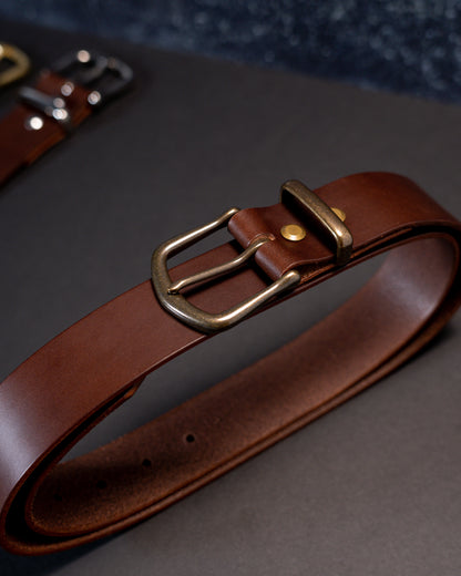 Refined Artistry: Handcrafted Full Grain Leather Dark Brown Belts