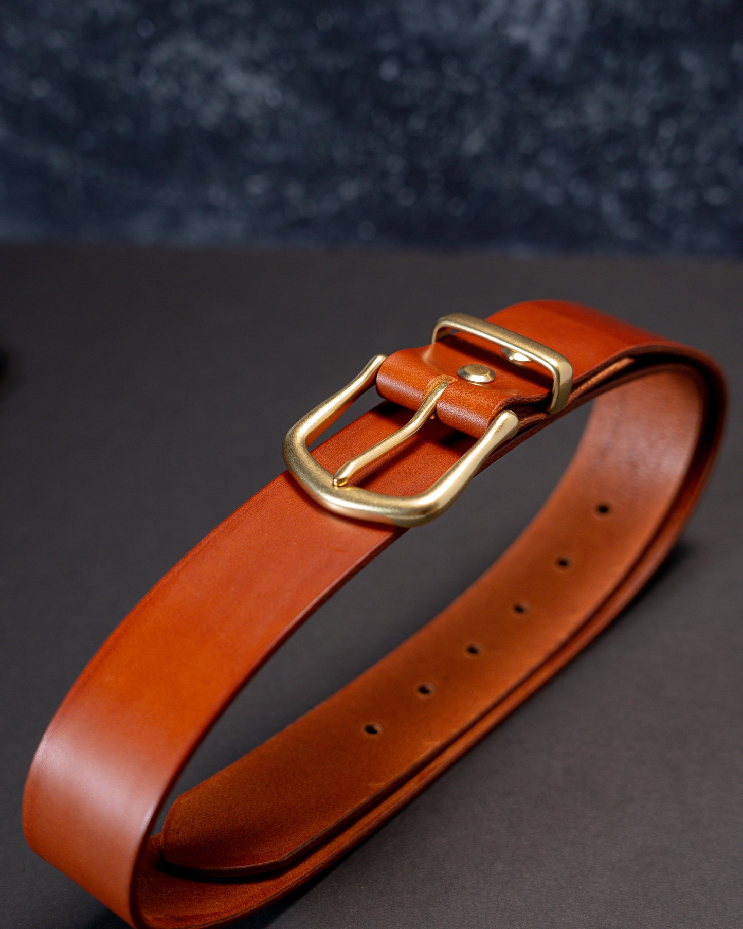 Refined Artistry: Handcrafted Full Grain Leather Mid Brown Belts